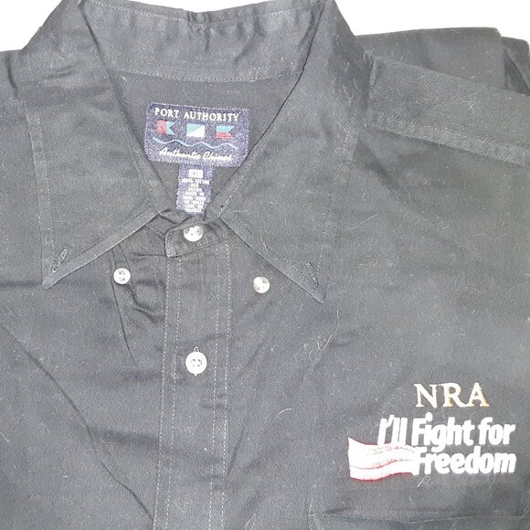 NRA Embroidered Button-Down Shirt * I'll Fight for Freedom" * Long Sleeve *Black - Picture 7 of 7